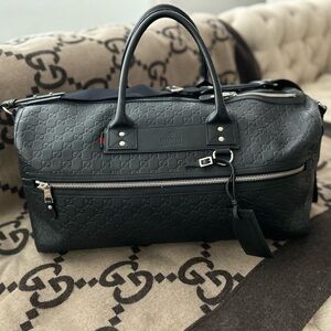AUTHENTIC GUCCI GUCCISSIMA GG LARGE BLACK LEATHER DUFFLE BAG 250481 529981 RARE